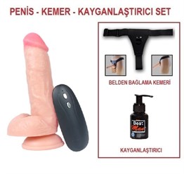 17,5 cm Belden Bağlamalı Realistik Dildo Penis Set