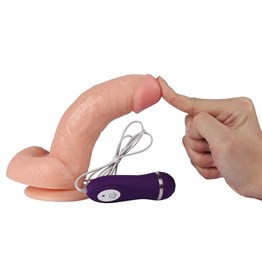 17,5 cm Gerçekçi Titreşimli Dildo Vibratör Penis