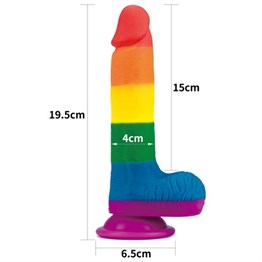 19,5 cm Renkli Realistik Vantuzlu Dildo Penis