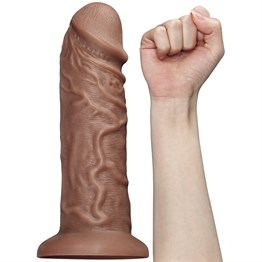 Yeni Nesil Çift Katmanlı 10 Titreşim Fonksiyonlu 26,6 cm Realistik Kalın Dildo Melez Penis