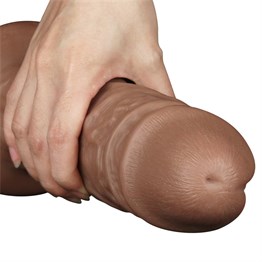 Yeni Nesil Çift Katmanlı 10 Titreşim Fonksiyonlu 26,6 cm Realistik Kalın Dildo Melez Penis